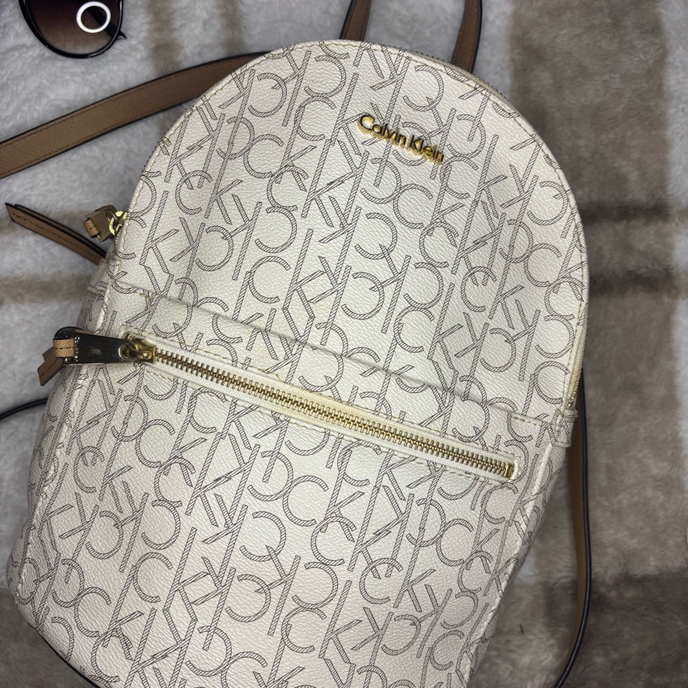 Calvin Klein Beige Monogram Backpack - Picture 2 of 7